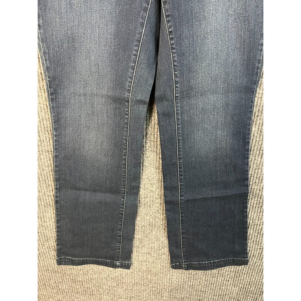 Belle Kim Gravel Jeans Womens 2 Petite 2P Baby Boot Cut Blue Dark Wash Mid Rise - Picture 3 of 12